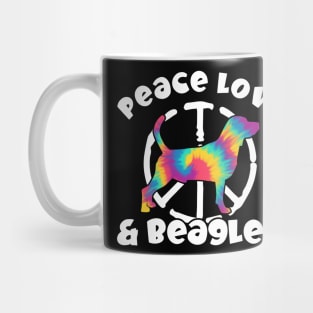 Peace Love & Beagles Tie Dye Mug